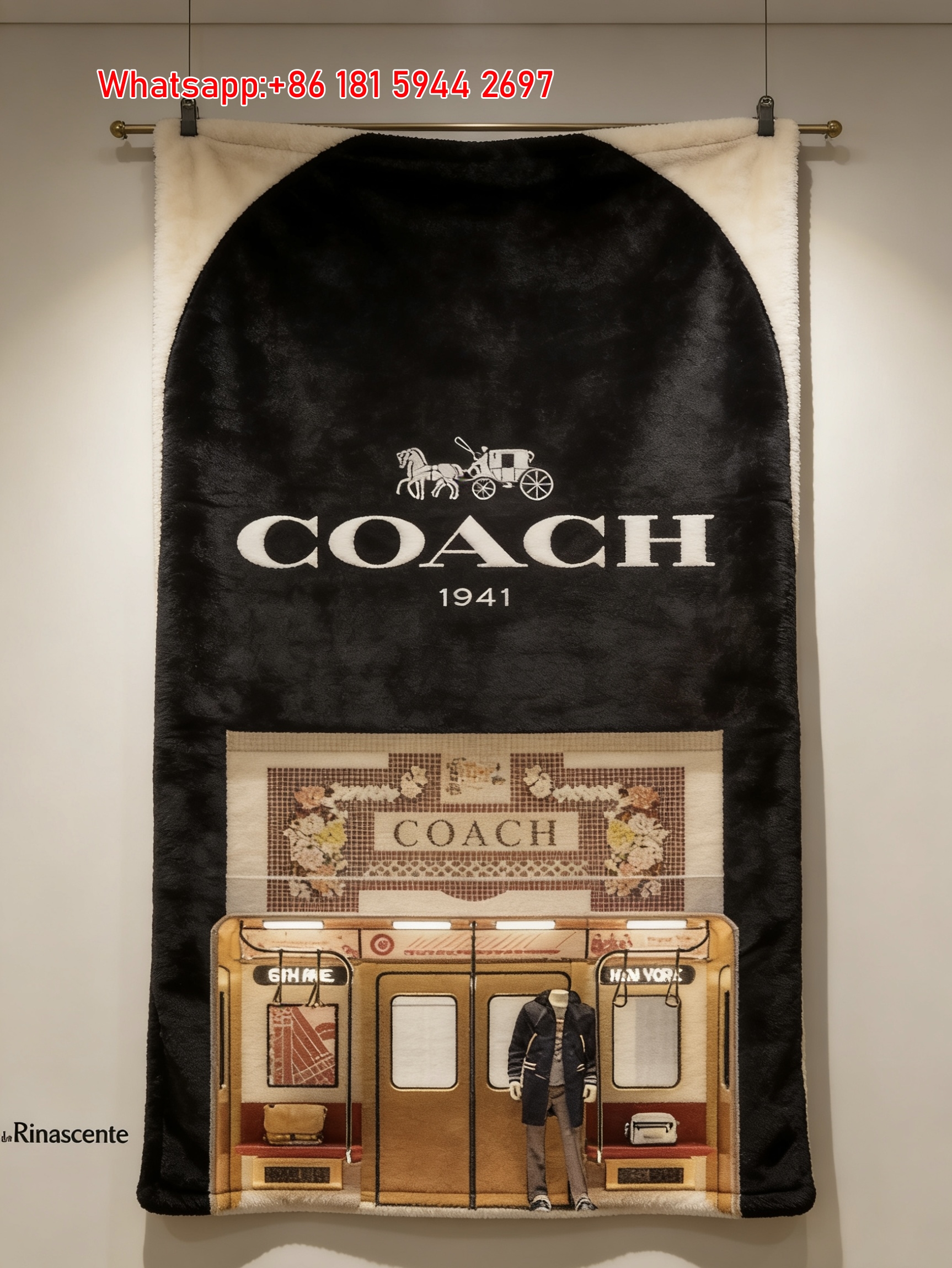 Coach 1941 Store Window NYC Subway Flannel Throw Blanket for Sofa C171